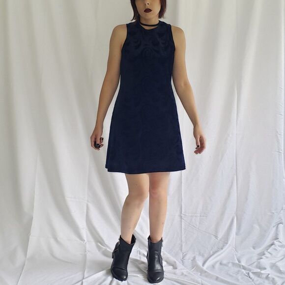 Vintage Dresses & Skirts - 90s/Y2K‎ Blue Velvet Sleeveless Mini Dress